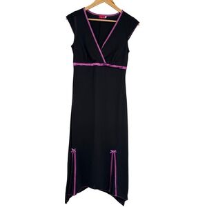 Ruby Rox Dress Women M Black Purple Sharkbite Hem Midi Whimsigoth Babydoll Party